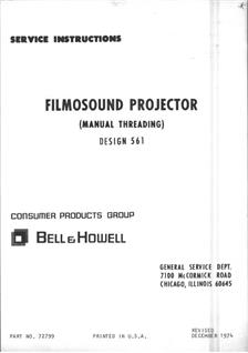 Bell and Howell 561 manual. Camera Instructions.